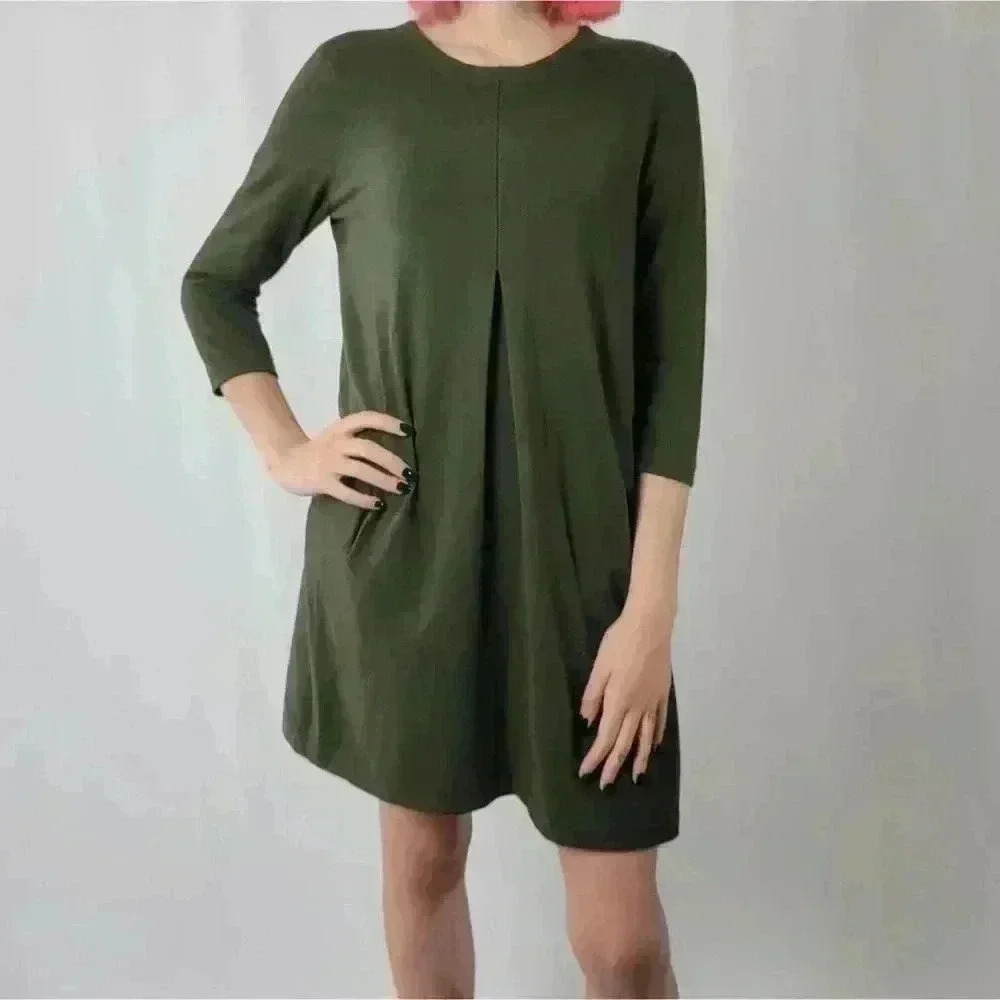 Tyler Boe Cashmere Olive Green Sweater Dress - S - Picture 5 of 7